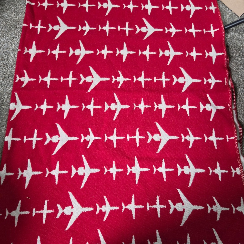 Faribault Mill Nicholas Air Airplane Wool Blend Throw Blanket Red White USA Made